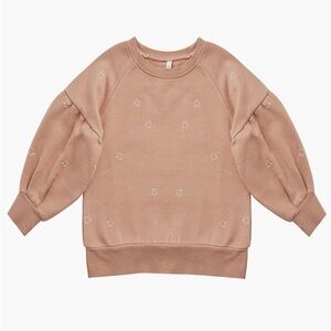Rylee and Cru blush puff sleeve sweater with white stitched stars